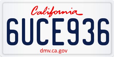CA license plate 6UCE936