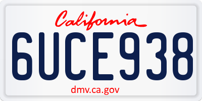 CA license plate 6UCE938