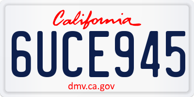 CA license plate 6UCE945