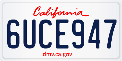CA license plate 6UCE947