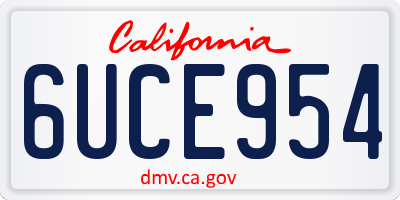 CA license plate 6UCE954