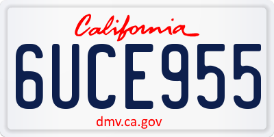 CA license plate 6UCE955