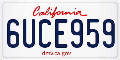 CA license plate 6UCE959