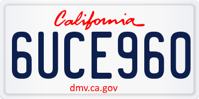 CA license plate 6UCE960