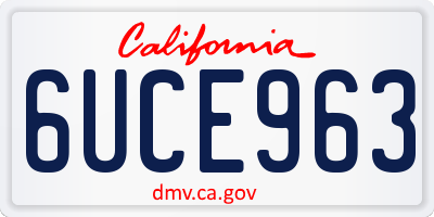CA license plate 6UCE963