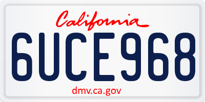 CA license plate 6UCE968
