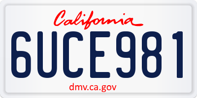 CA license plate 6UCE981