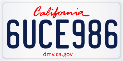 CA license plate 6UCE986