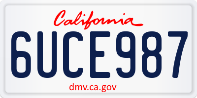 CA license plate 6UCE987