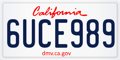 CA license plate 6UCE989