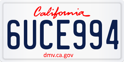 CA license plate 6UCE994