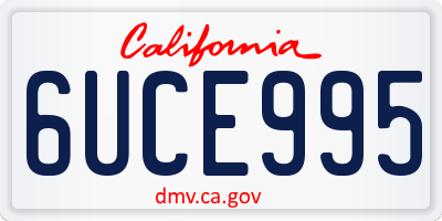 CA license plate 6UCE995
