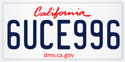 CA license plate 6UCE996