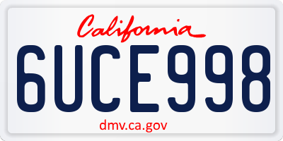 CA license plate 6UCE998