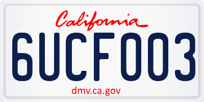 CA license plate 6UCF003