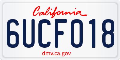 CA license plate 6UCF018