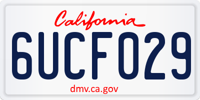 CA license plate 6UCF029