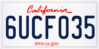 CA license plate 6UCF035