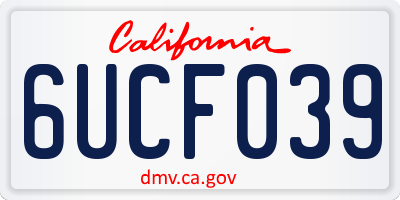 CA license plate 6UCF039