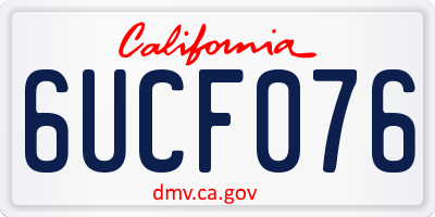 CA license plate 6UCF076