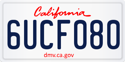 CA license plate 6UCF080