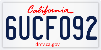 CA license plate 6UCF092