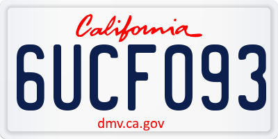 CA license plate 6UCF093