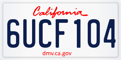 CA license plate 6UCF104