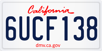 CA license plate 6UCF138