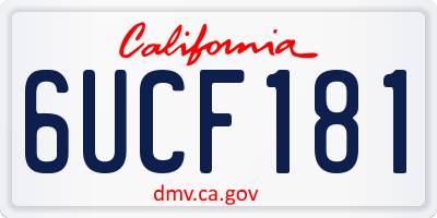 CA license plate 6UCF181
