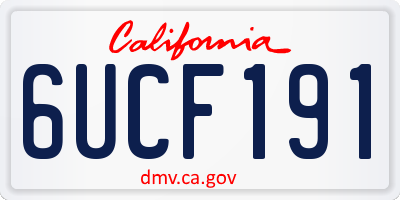 CA license plate 6UCF191