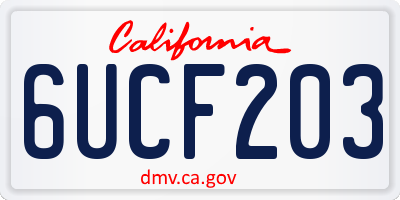 CA license plate 6UCF203