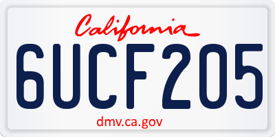 CA license plate 6UCF205