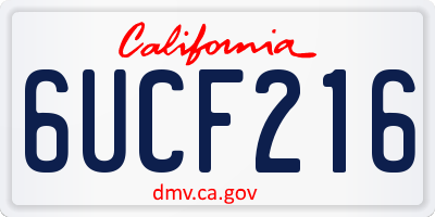 CA license plate 6UCF216