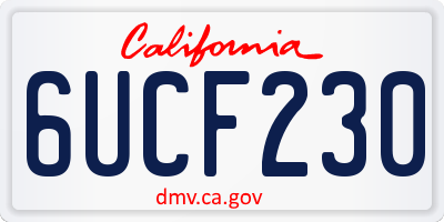CA license plate 6UCF230