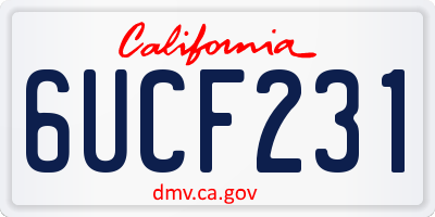 CA license plate 6UCF231