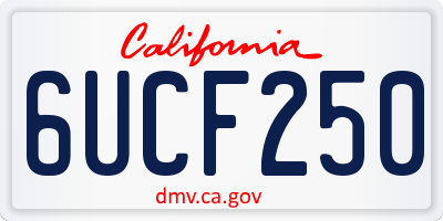 CA license plate 6UCF250