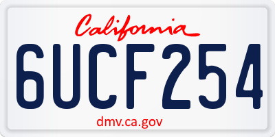 CA license plate 6UCF254