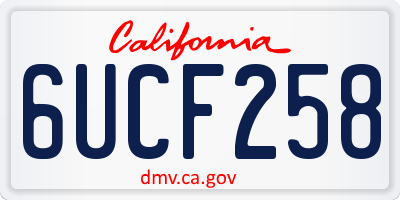 CA license plate 6UCF258