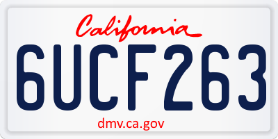 CA license plate 6UCF263