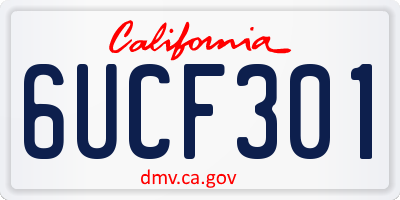 CA license plate 6UCF301