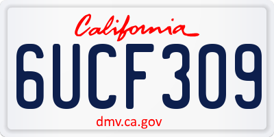 CA license plate 6UCF309