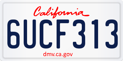 CA license plate 6UCF313