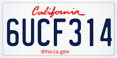 CA license plate 6UCF314