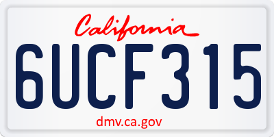 CA license plate 6UCF315