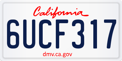 CA license plate 6UCF317