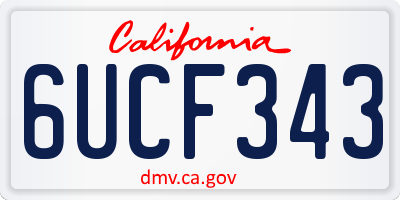 CA license plate 6UCF343