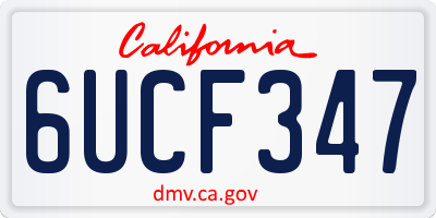 CA license plate 6UCF347