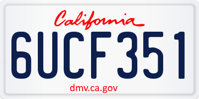 CA license plate 6UCF351