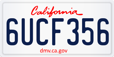 CA license plate 6UCF356